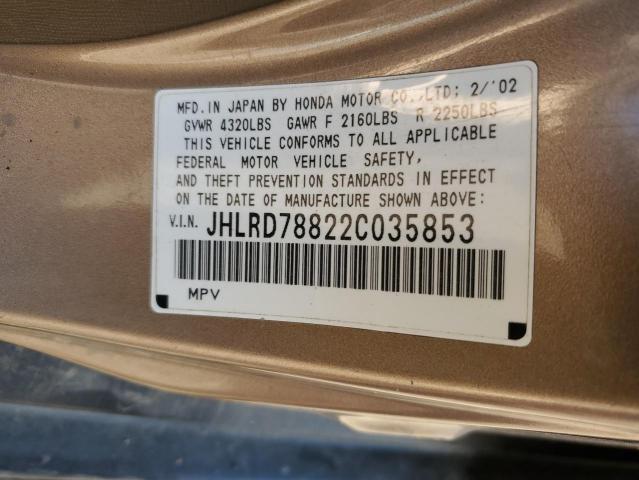 Photo 10 from auction – 2002 HONDA CR-V EX with VIN JHLRD78822C035853