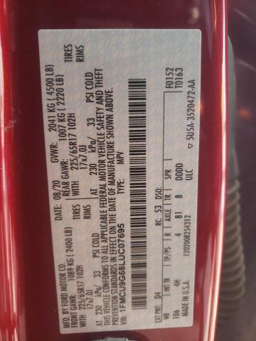 Photo 10 from auction – 2020 FORD ESCAPE SE with VIN 1FMCU9G68LUC07695