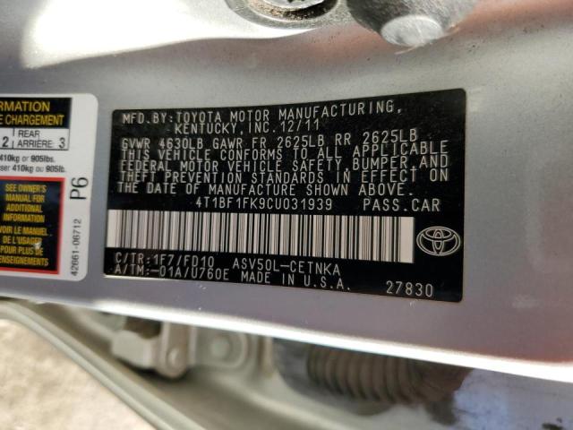 Photo 10 from auction – 2012 TOYOTA CAMRY BASE with VIN 4T1BF1FK9CU031939