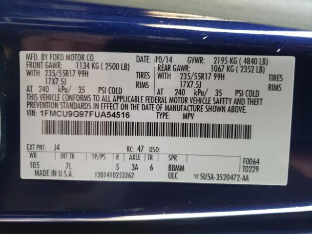 Photo 10 from auction – 2015 FORD ESCAPE SE with VIN 1FMCU9G97FUA54516