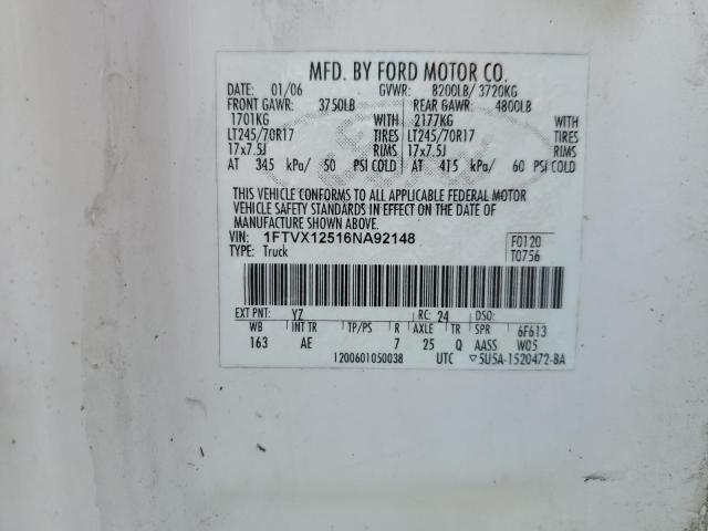 Photo 10 from auction – 2006 FORD F150 with VIN 1FTVX12516NA92148