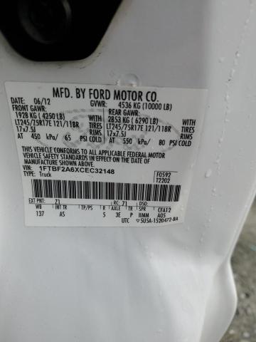 Photo 10 from auction – 2012 FORD F250 SUPER with VIN 1FTBF2A6XCEC32148
