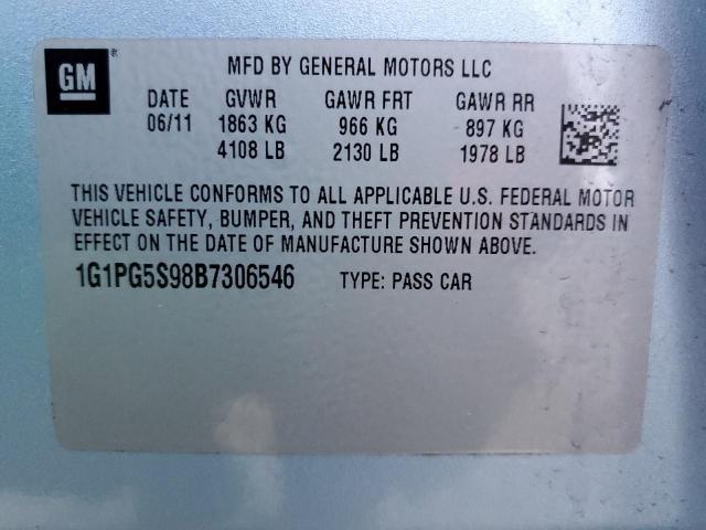 Photo 10 from auction – 2011 CHEVROLET CRUZE LT with VIN 1G1PG5S98B7306546
