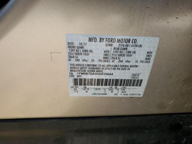 Photo 10 from auction – 2017 FORD EXPLORER X with VIN 1FM5K7D83HGE35604