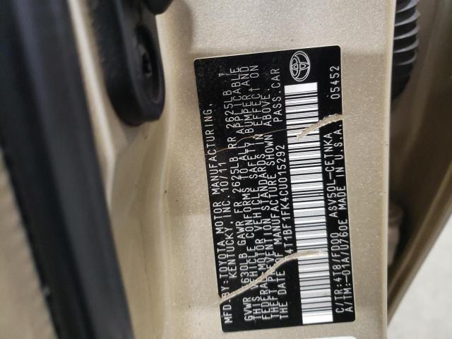 Photo 10 from auction – 2012 TOYOTA CAMRY BASE with VIN 4T1BF1FK4CU015292