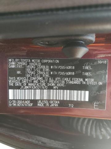 Photo 10 from auction – 2019 LEXUS GX 460 with VIN JTJBM7FX3K5217670