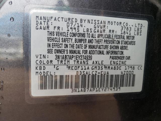 Photo 10 from auction – 2014 NISSAN SENTRA S with VIN 3N1AB7AP1EY274939