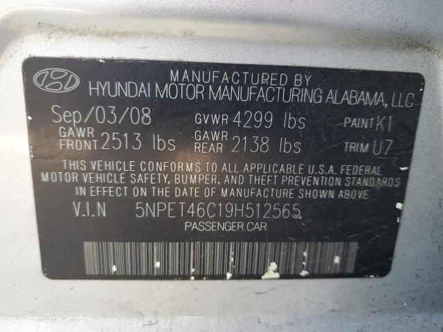 Photo 10 from auction – 2009 HYUNDAI SONATA GLS with VIN 5NPET46C19H512565