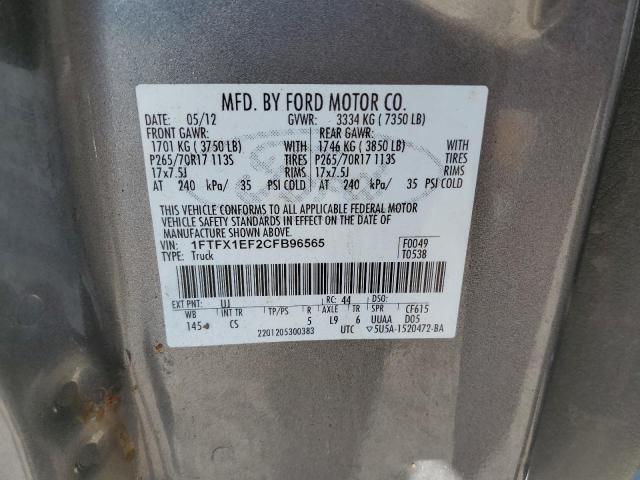 Photo 10 from auction – 2012 FORD F150 SUPER with VIN 1FTFX1EF2CFB96565