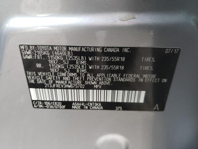 Photo 10 from auction – 2017 TOYOTA RAV4 SE with VIN 2T3JFREV3HW675702