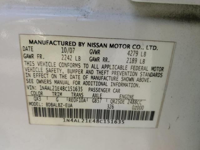Photo 10 from auction – 2008 NISSAN ALTIMA 2.5 with VIN 1N4AL21E48C151635