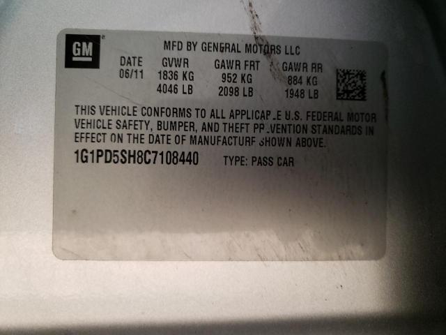 Photo 10 from auction – 2012 CHEVROLET CRUZE LS with VIN 1G1PD5SH8C7108440