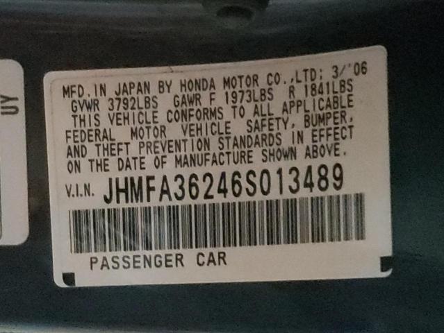 Photo 10 from auction – 2006 HONDA CIVIC HYBR with VIN JHMFA36246S013489