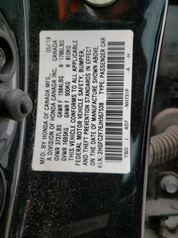 Photo 10 from auction – 2018 HONDA CIVIC EX with VIN 2HGFC2F76JH567538
