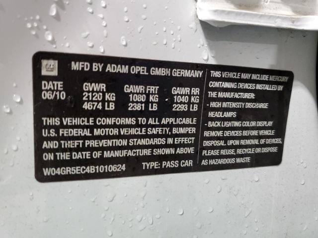 Photo 10 from auction – 2011 BUICK REGAL CXL with VIN W04GR5EC4B1010624
