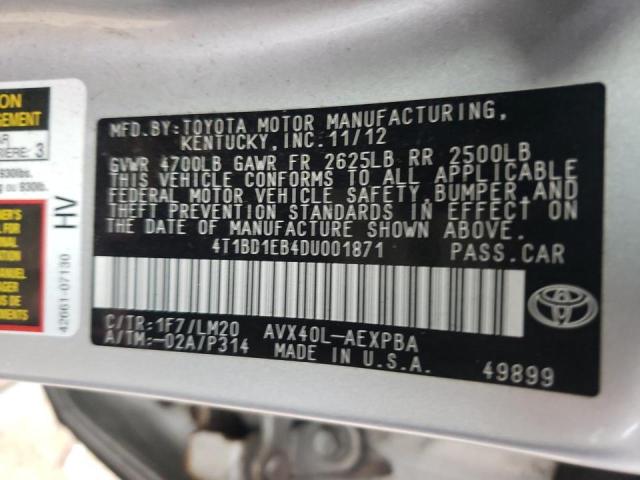 Photo 10 from auction – 2013 TOYOTA AVALON HYB with VIN 4T1BD1EB4DU001871