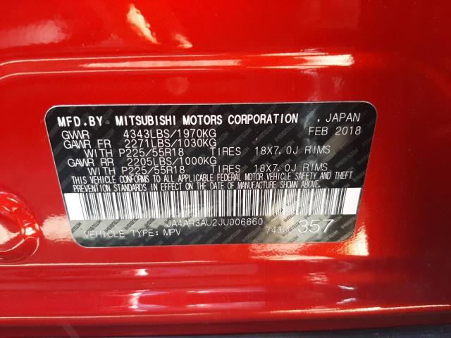 Photo 10 from auction – 2018 MITSUBISHI OUTLANDER with VIN JA4AR3AU2JU006660