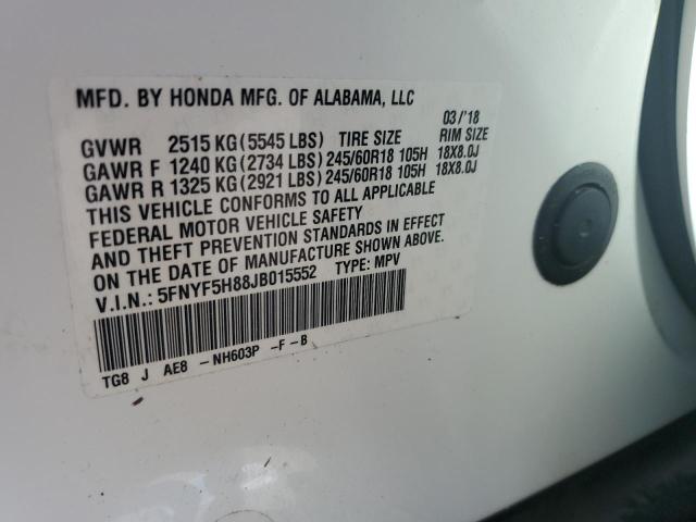Photo 10 from auction – 2018 HONDA PILOT EXL with VIN 5FNYF5H88JB015552