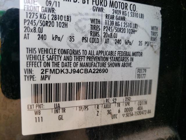 Photo 10 from auction – 2012 FORD EDGE SEL with VIN 2FMDK3J94CBA22690