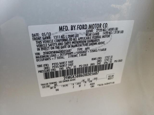 Photo 10 from auction – 2013 FORD FLEX SE with VIN 2FMGK5B86DBD05687