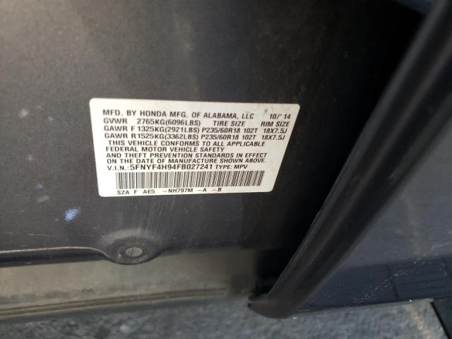 Photo 10 from auction – 2015 HONDA PILOT TOUR with VIN 5FNYF4H94FB027241