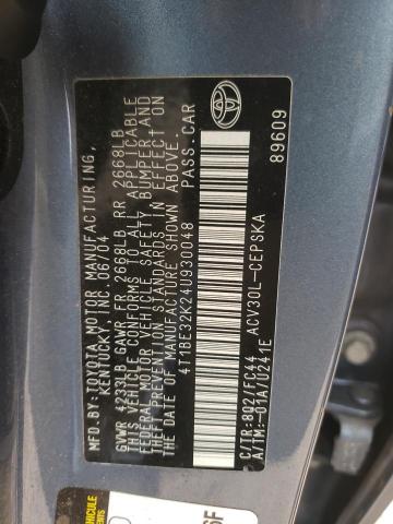 Photo 10 from auction – 2004 TOYOTA CAMRY LE with VIN 4T1BE32K24U930048