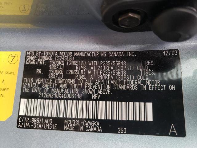 Photo 10 from auction – 2004 LEXUS RX 330 with VIN 2T2GA31UX4C006118