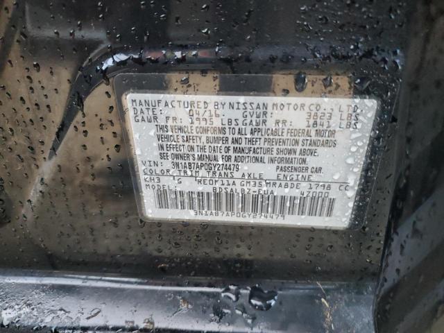 Photo 10 from auction – 2016 NISSAN SENTRA S with VIN 3N1AB7AP0GY274479