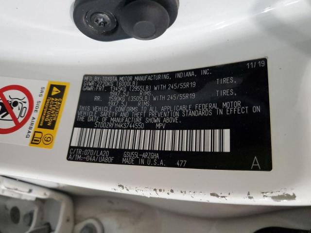 Photo 10 from auction – 2019 TOYOTA HIGHLANDER with VIN 5TDDZRFH4KS744550