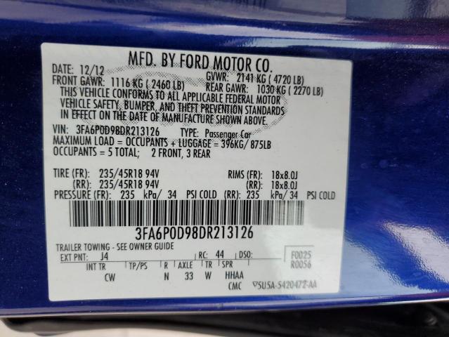 Photo 10 from auction – 2013 FORD FUSION TIT with VIN 3FA6P0D98DR213126