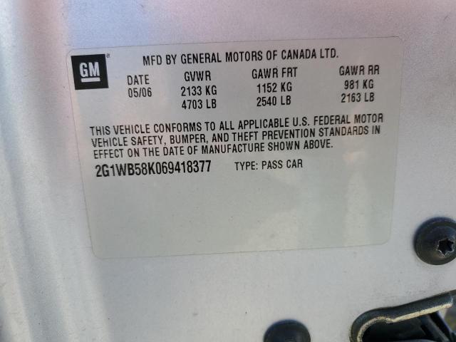 Photo 10 from auction – 2006 CHEVROLET IMPALA LS with VIN 2G1WB58K069418377