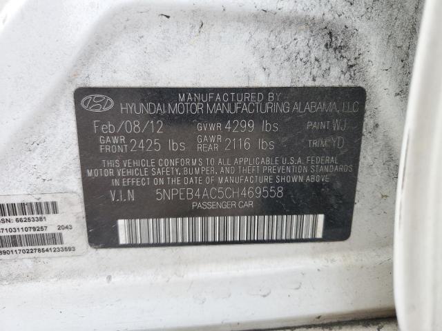Photo 10 from auction – 2012 HYUNDAI SONATA GLS with VIN 5NPEB4AC5CH469558