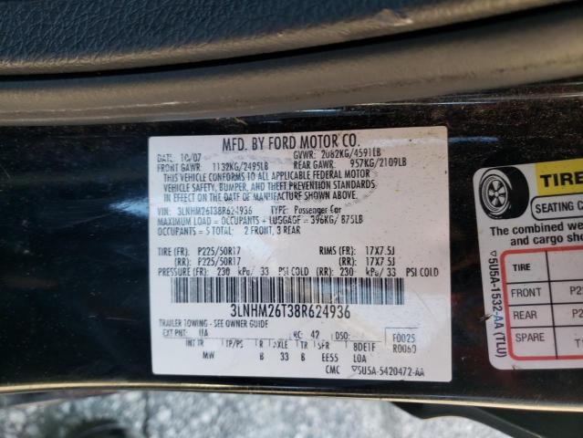 Photo 10 from auction – 2008 LINCOLN MKZ with VIN 3LNHM26T38R624936