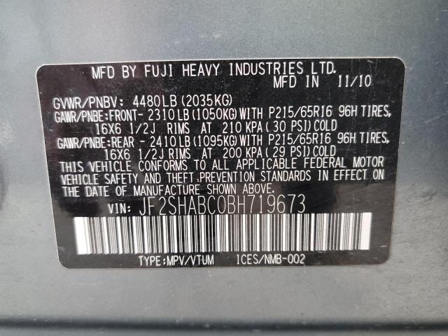 Photo 10 from auction – 2011 SUBARU FORESTER 2 with VIN JF2SHABC0BH719673