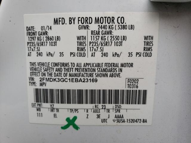 Photo 10 from auction – 2014 FORD EDGE SE with VIN 2FMDK3GC1EBA23169