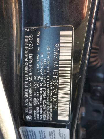 Photo 10 from auction – 2005 BMW X5 3.0I with VIN 5UXFA13545LY07906