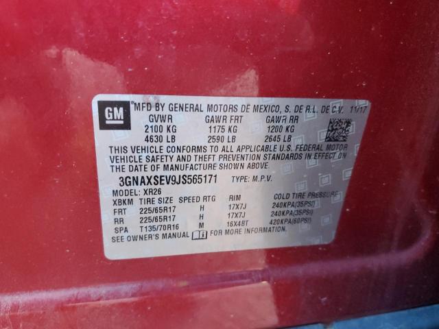 Photo 10 from auction – 2018 CHEVROLET EQUINOX LT with VIN 3GNAXSEV9JS565171
