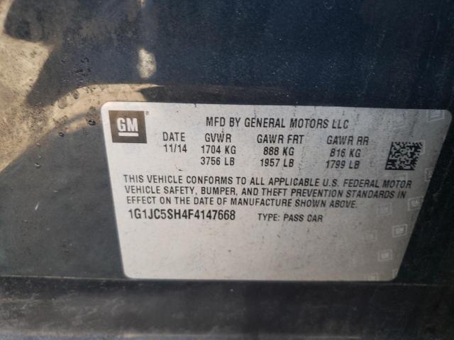 Photo 10 from auction – 2015 CHEVROLET SONIC LT with VIN 1G1JC5SH4F4147668