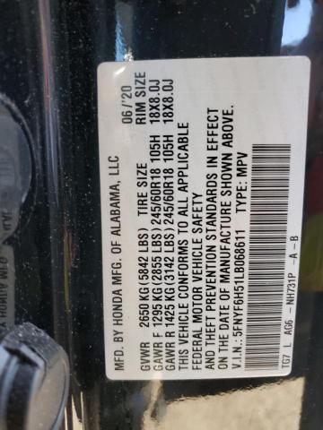 Photo 10 from auction – 2020 HONDA PILOT EXL with VIN 5FNYF6H51LB068611