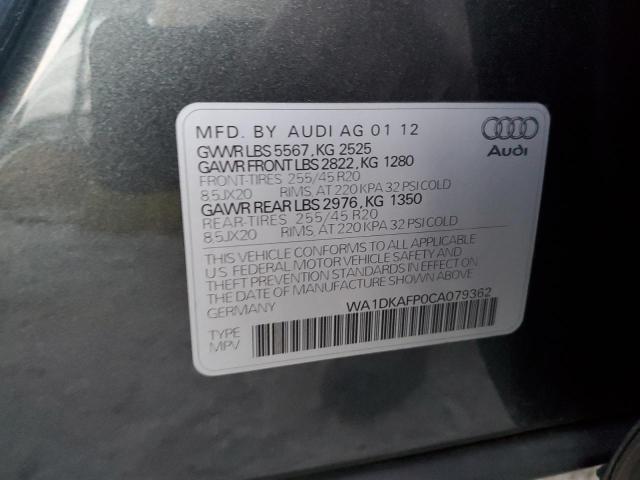 Photo 10 from auction – 2012 AUDI Q5 PREMIUM with VIN WA1DKAFP0CA079362
