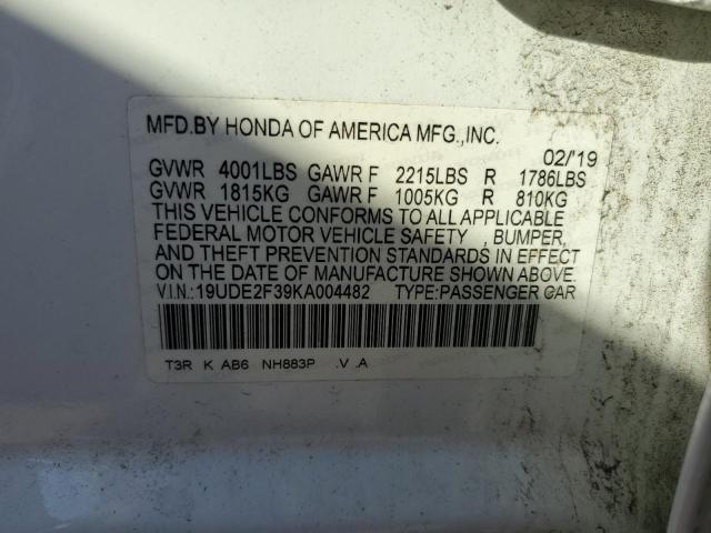 Photo 10 from auction – 2019 ACURA ILX with VIN 19UDE2F39KA004482