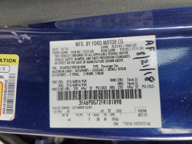 Photo 10 from auction – 2015 FORD FUSION S with VIN 3FA6P0G72FR181898
