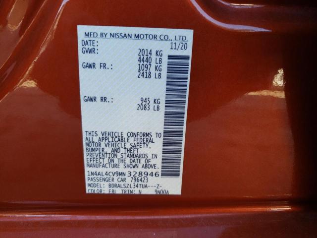 Photo 10 from auction – 2021 NISSAN ALTIMA SR with VIN 1N4AL4CV9MN328946