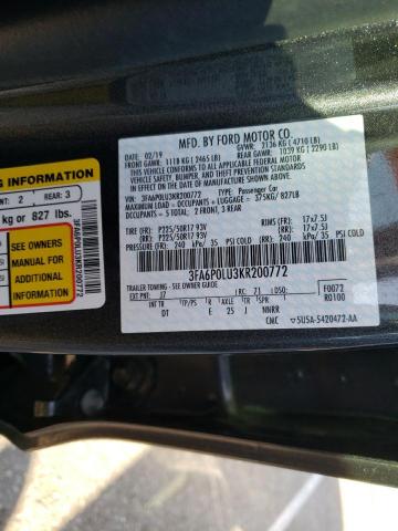 Photo 10 from auction – 2019 FORD FUSION SE with VIN 3FA6P0LU3KR200772