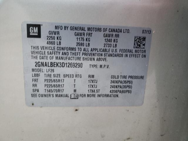 Photo 10 from auction – 2013 CHEVROLET EQUINOX LS with VIN 2GNALBEK3D1269290