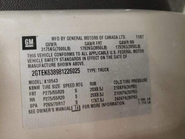 Photo 10 from auction – 2008 GMC NEW SIERRA with VIN 2GTEK638981226025