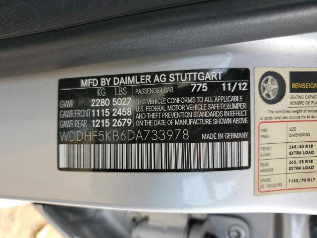 Photo 10 from auction – 2013 MERCEDES-BENZ E 350 with VIN WDDHF5KB6DA733978