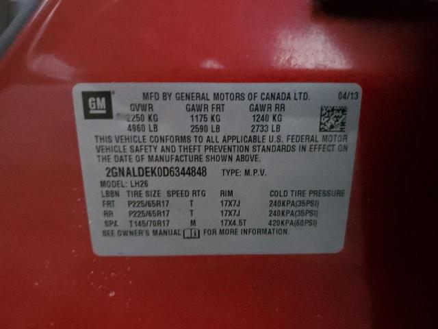 Photo 10 from auction – 2013 CHEVROLET EQUINOX LT with VIN 2GNALDEK0D6344848