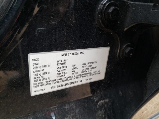 Photo 10 from auction – 2021 TESLA MODEL Y with VIN 5YJYGDEE5MF069154
