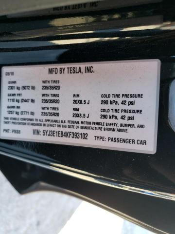 Photo 10 from auction – 2019 TESLA MODEL 3 with VIN 5YJ3E1EB4KF393102